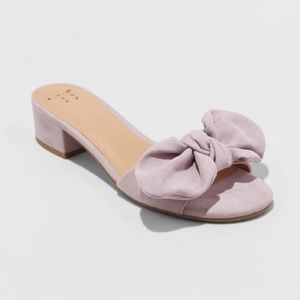 lilac mules with knotted  bows